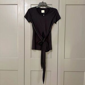 Vanessa Virginia Anthropologie Womens Black Loraine Wrap Top Shirt Tee Size XS